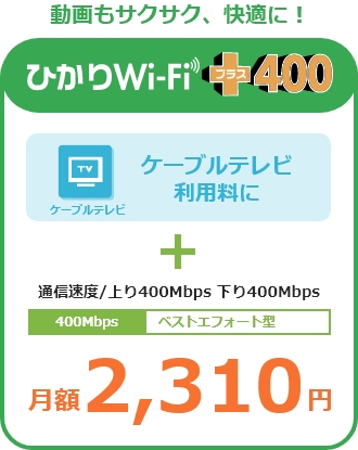 動画もサクサク、快適に！ひかりWi-Fiプラス400